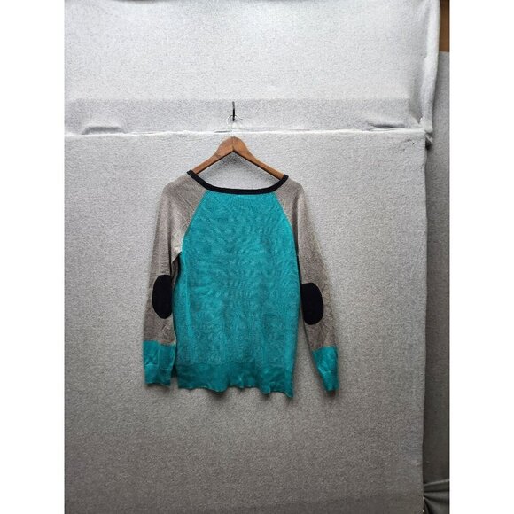 JCP Womens Raglan Sleeve Sweater XL Teal & Gray Nylon/Wool Blend - Picture 4 of 4